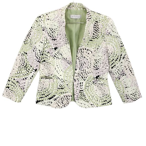 Kasper Blazer Women 4 Multicolor Geometric Hook & Eye Closure Elegant Jacket Top - Picture 1 of 15